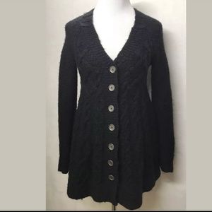 Free people black button tunic cardigan
